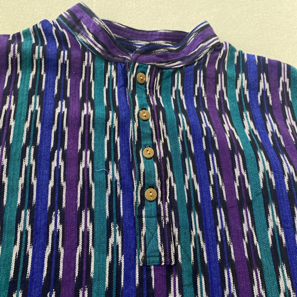 Vintage Mimbres Man Cycling Shirt - Men's XXL Cotton Tribal Stripe Southwest USA - Picture 3 of 11